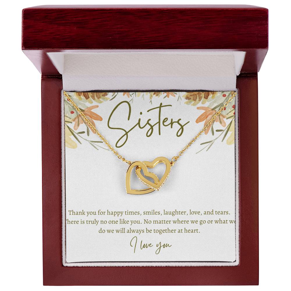 Sisters Necklace Gift For Sister Birthday Gift Sister Jewelry Big Sister Jewelry Little Sister Thoughtful Gift Message Card Interlocking Hearts Necklace