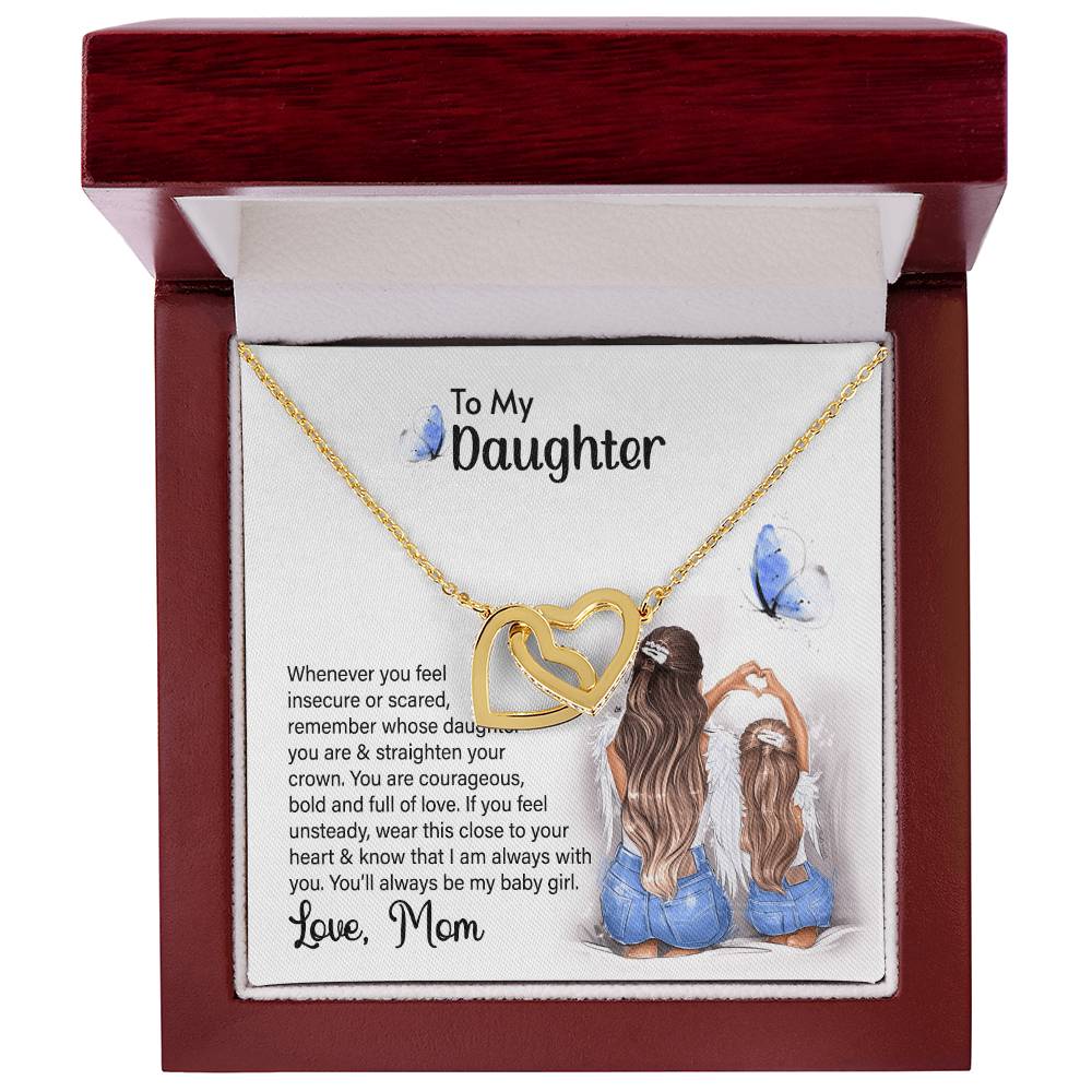 My Daughter Wear This Close To Your Heart. Interlocking Hearts Cubic Zirconia Diamond Pendant Interlocking Hearts Necklace