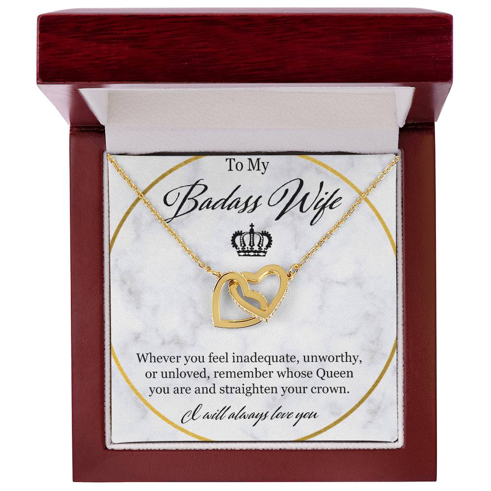 To My Badass Wife Interlocking Hearts Necklace