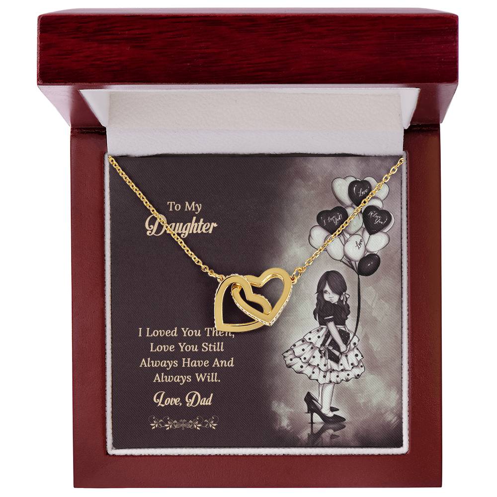 To My Daughter From Dad Interlocking Hearts Necklace