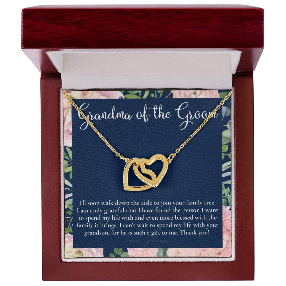 Grandmother Of The Groom Gift Necklace Grandma Wedding Gift Nana Bridal Shower Rehearsal Dinner Thank You Gift Interlocking Hearts Necklace