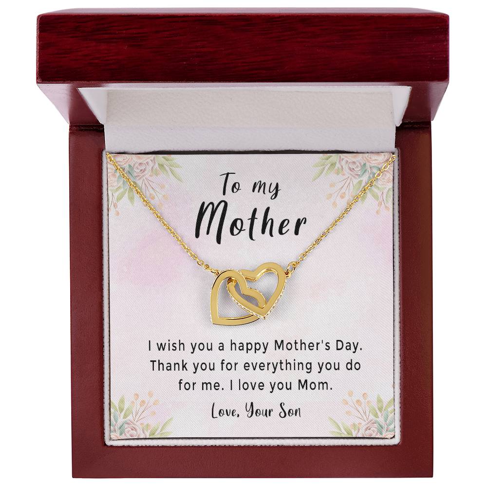 'Thank You For Everything You Do' Necklace Plus Message Card - Amazing Mother'S Day Gift Idea From Son Interlocking Hearts Necklace