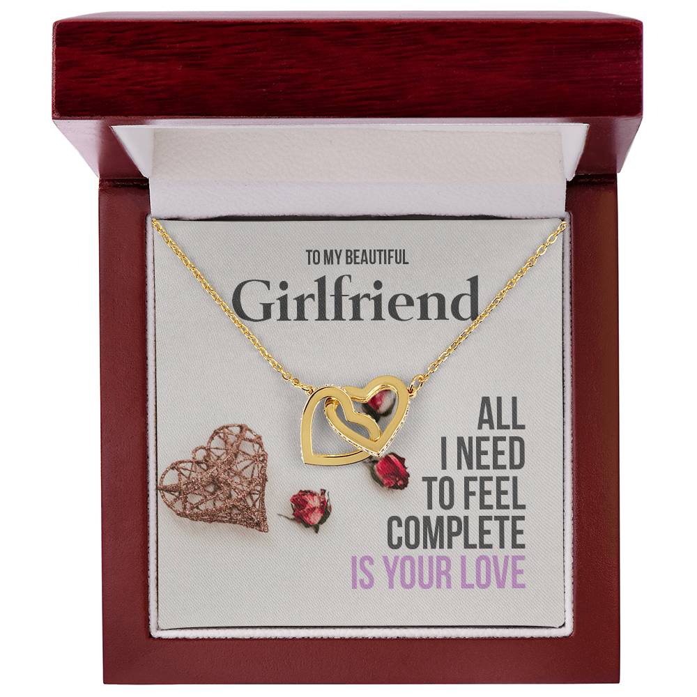 Romantic Girlfriend Necklace Gift - To My Girlfriend Interlocking Hearts Necklace