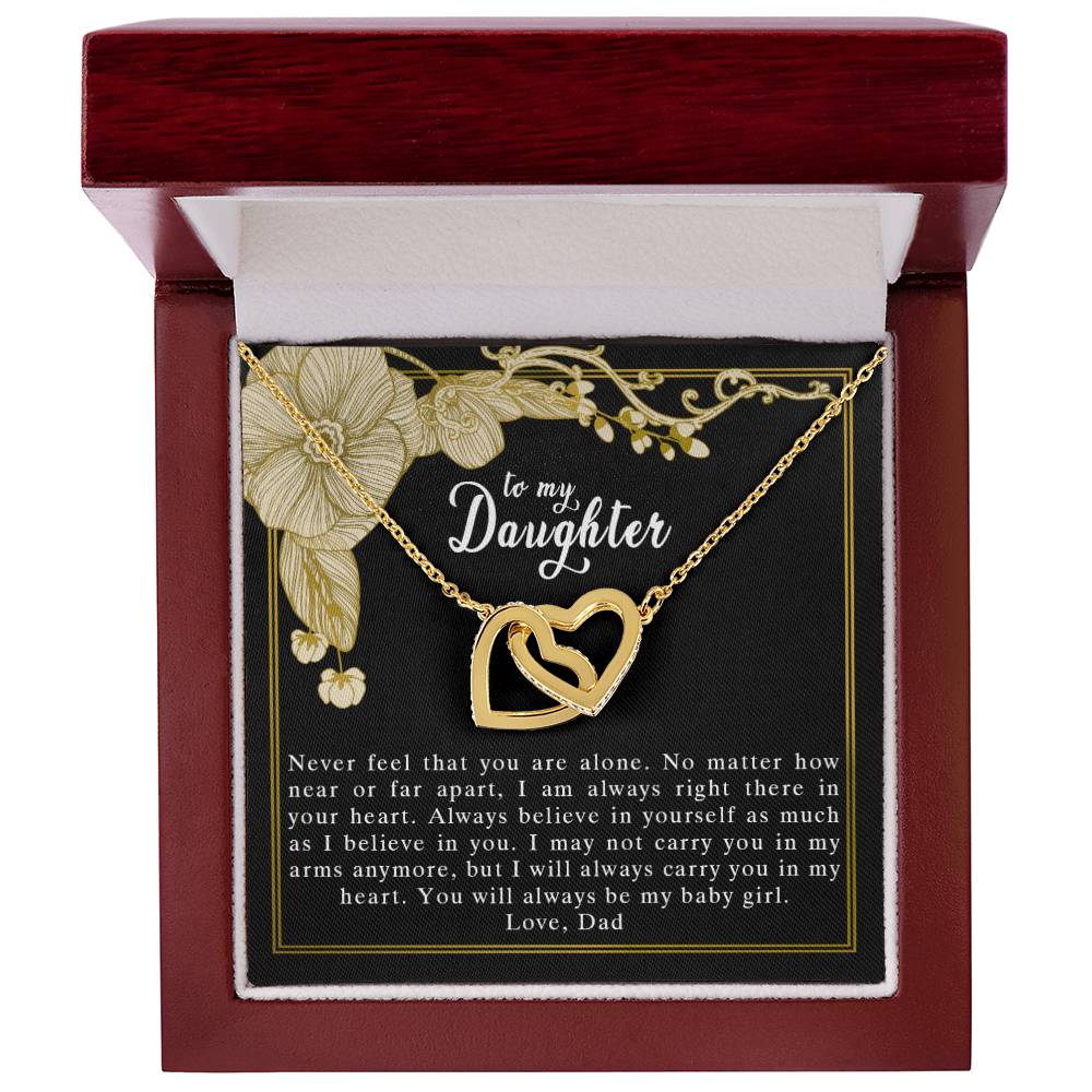 To My Daughter Love Dad Interlocking Hearts Necklace