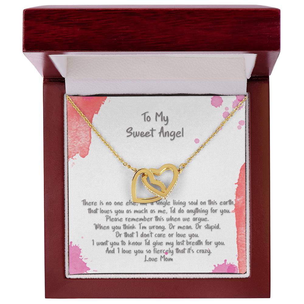 Teen Daughter My Sweet Angel There'S No One Else Hearts Necklace Interlocking Hearts Necklace