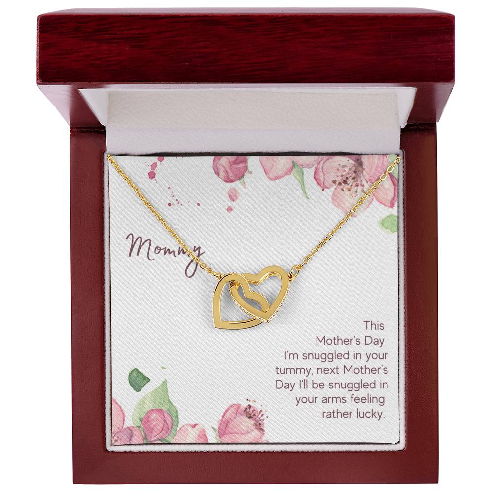Mommy - This Mother'S Day I'M Snuggledin Your Tummy - Interlocking Heart Necklace Interlocking Hearts Necklace
