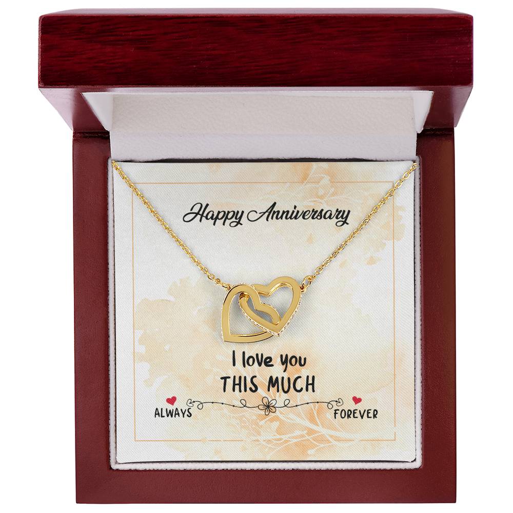 Happy Anniversary - Forever Love Double Love Silver Necklace For Wife Husband Girlfriend Boyfriend Significant Other So. Interlocking Hearts Necklace