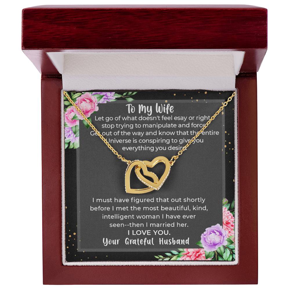 Gift For Wife- Anniversary Gift For Wife Birthday Gift For My Wife Candle Night Dinner Present To My Wife Christmas Gift To My Wife Wife. Interlocking Hearts Necklace