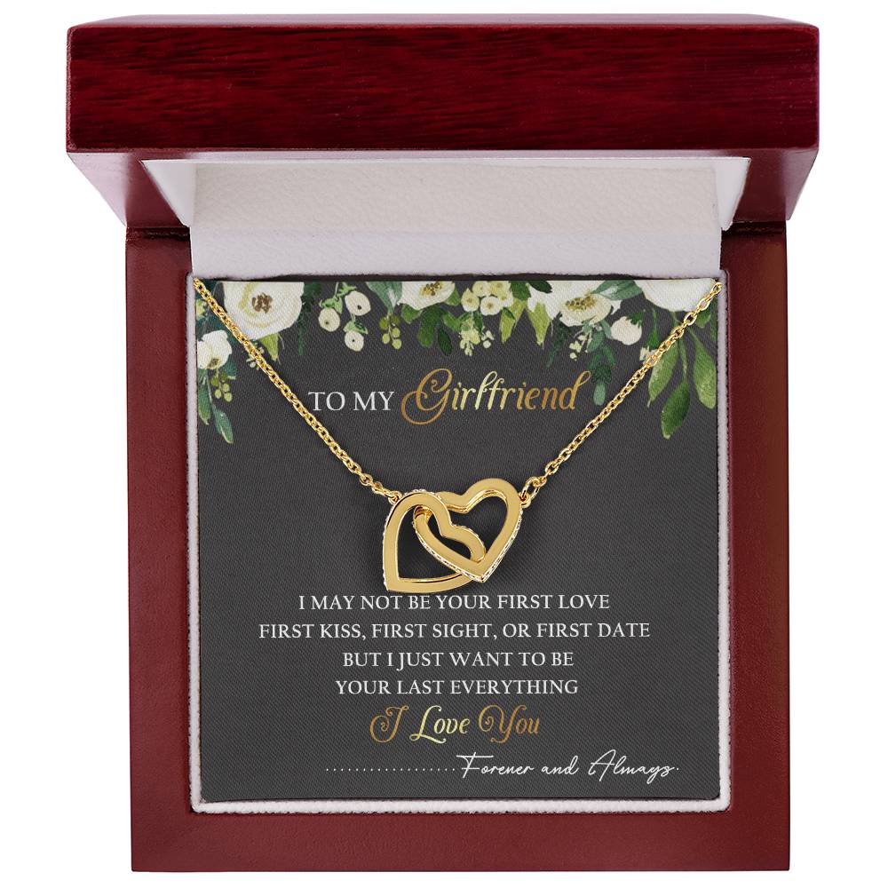 To My Girlfriend Interlocking Hearts Necklace Message Card
