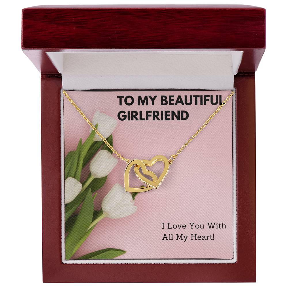 To My Beautiful Girlfriend Double Hearts Necklace Interlocking Hearts Necklace