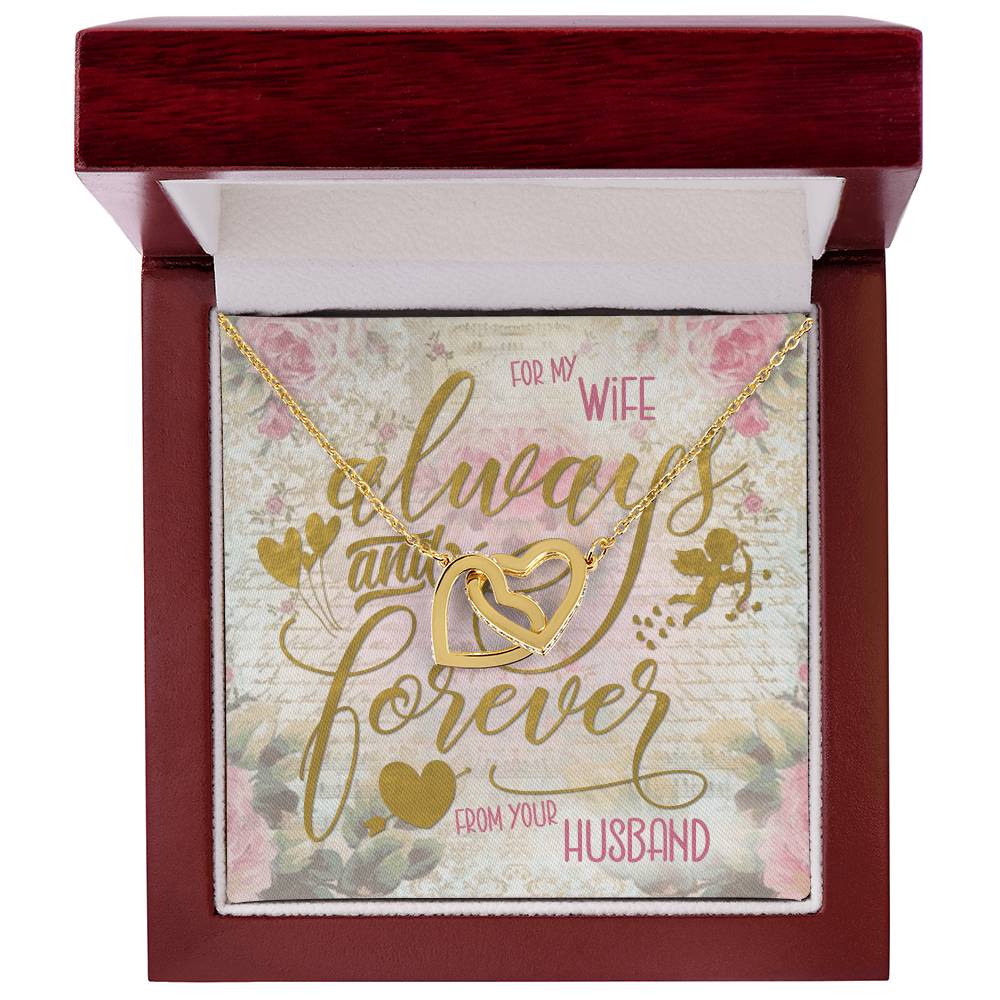 Always & Forever For My Wife Interlocking Hearts Necklace