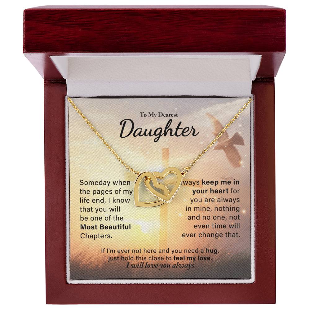 To My Dearest Daughter - Most Beautiful Chapters Interlocking Hearts Necklace