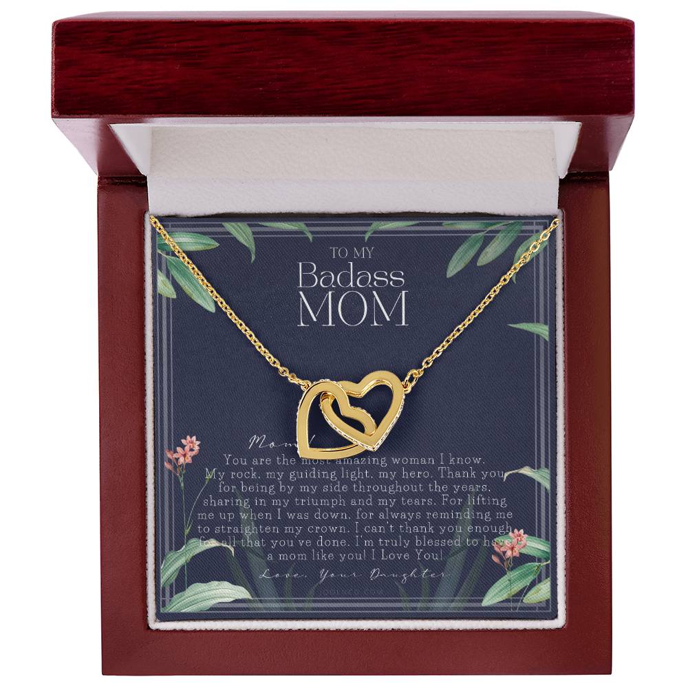 To My Badass Mom Necklace Mother’S Day Gift Daughter To Mom Gift Gift From Daughter To Mom On Wedding Day Mom Gift Birthday Gift Interlocking Hearts Necklace