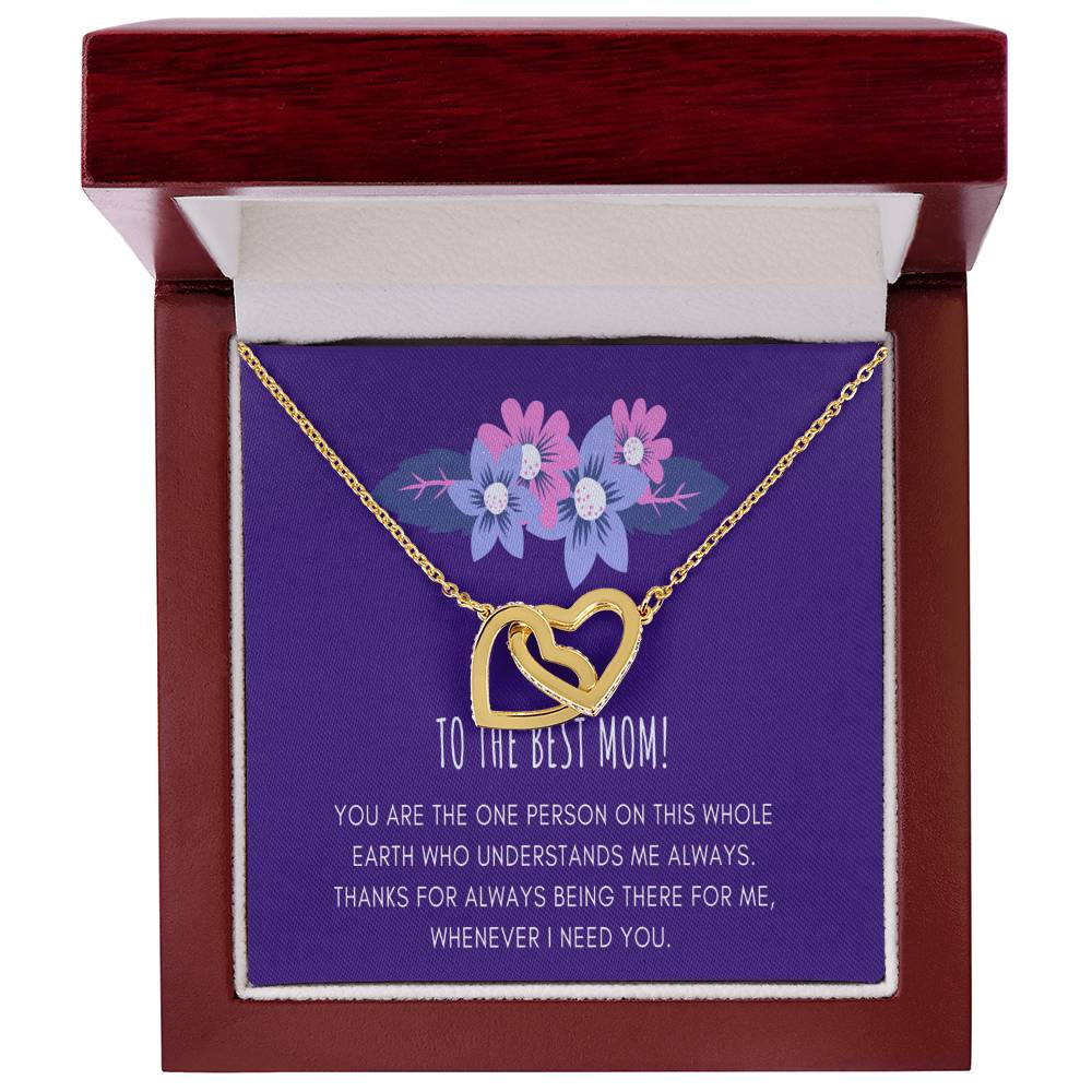 Gift For Mom From Daughter Mother Daughter Necklace Mom Gift From Daughter To My Mother Mother'S Birthday Best Mom Gift Message Card Interlocking Hearts Necklace