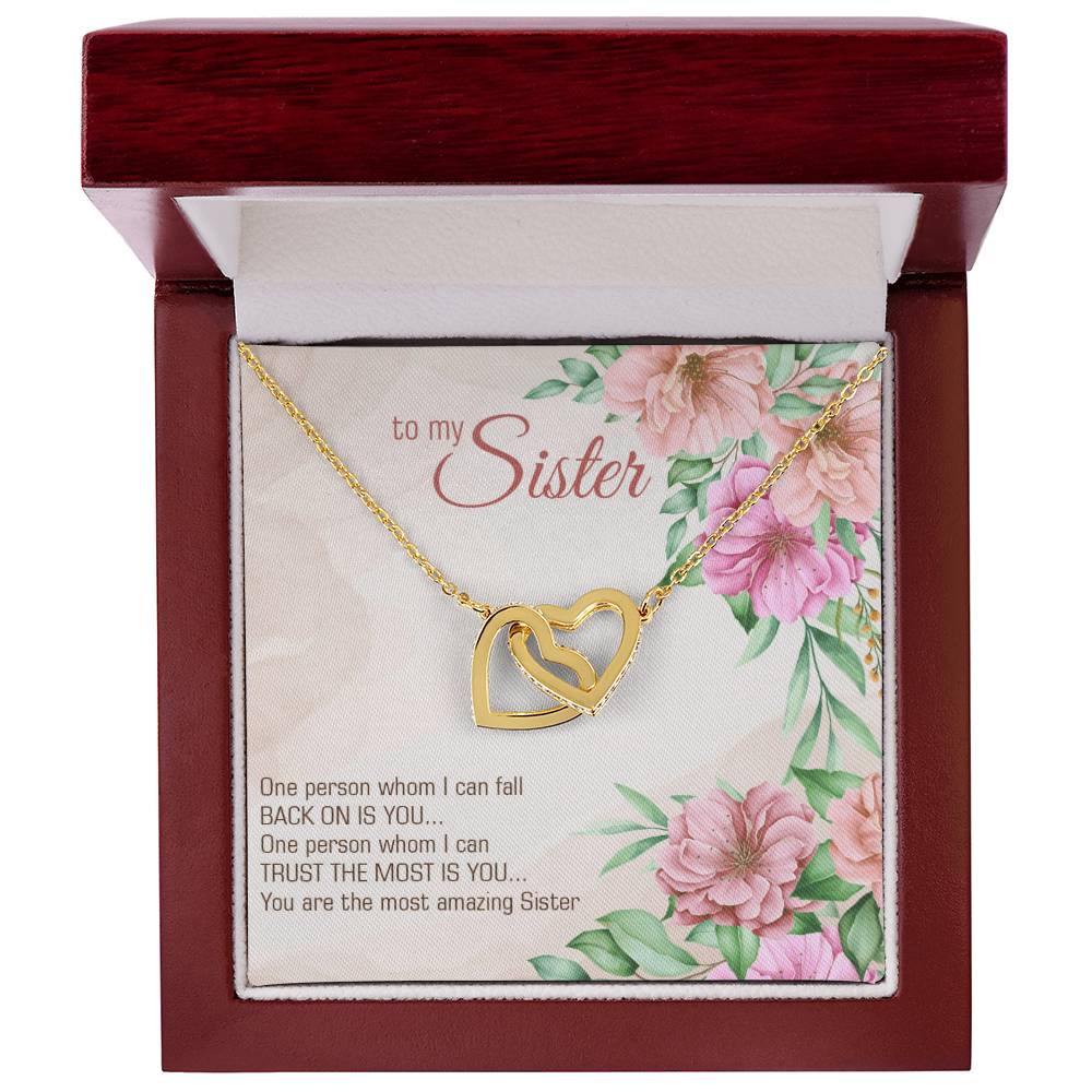 To My Sister Interlocking Hearts Necklace