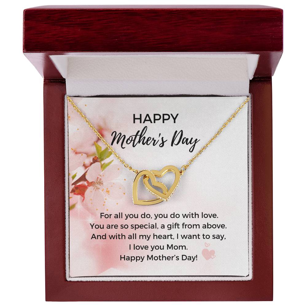 Mother'S Day Heart Necklace - 316 Steel With 18K Rose Gold Finish And Cubic Zirconia Stones - In The U.S.A. ???? Interlocking Hearts Necklace