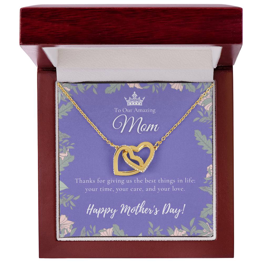 To Our Amazing Mom Necklace Happy Mother’S Day Gift Personalized Mom Gift Mothers Necklace Gift For Mom Best Mom Gift Interlocking Hearts Necklace