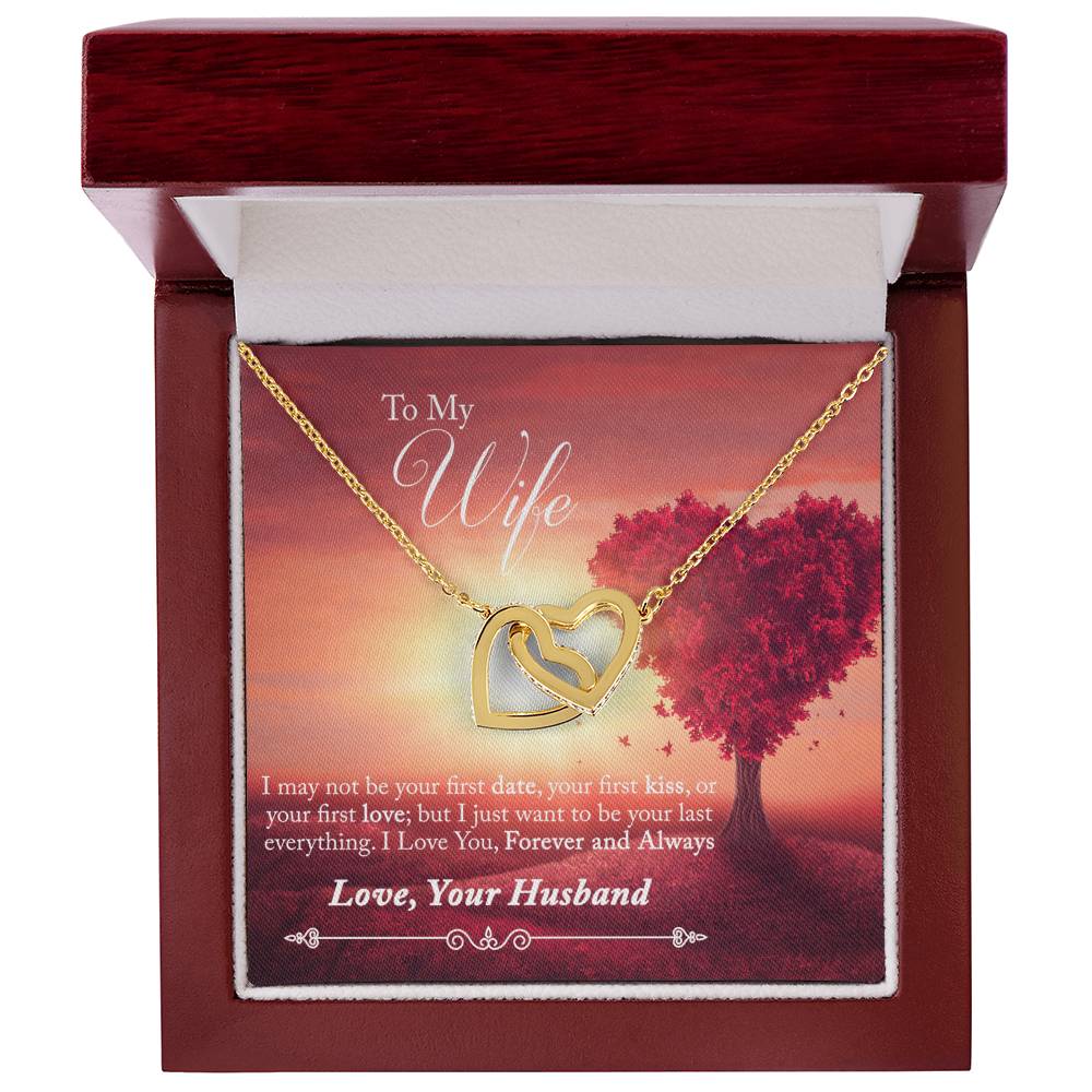 To My Wife - I Love You Forever And Always Interlocking Hearts Necklace