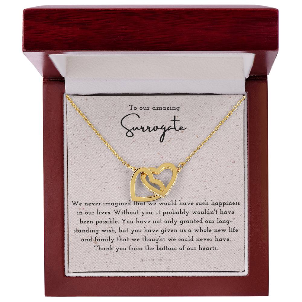 Surrogate Appreciation Gift Surrogate Gift Surrogate Gift With Message Card Surrogate Transfer Day Thank You Gift Interlocking Hearts Necklace