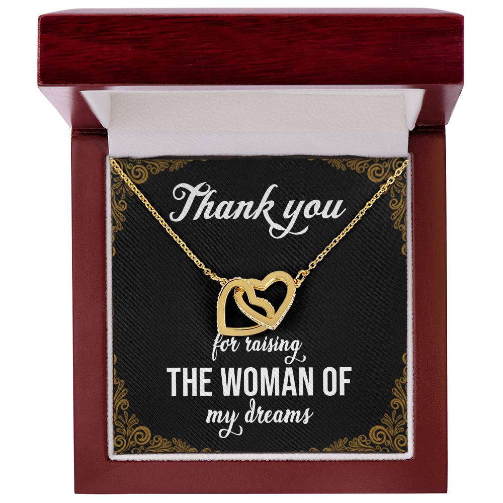 Thank You For Raising The Woman Of My Dreams Interlocking Hearts Necklace