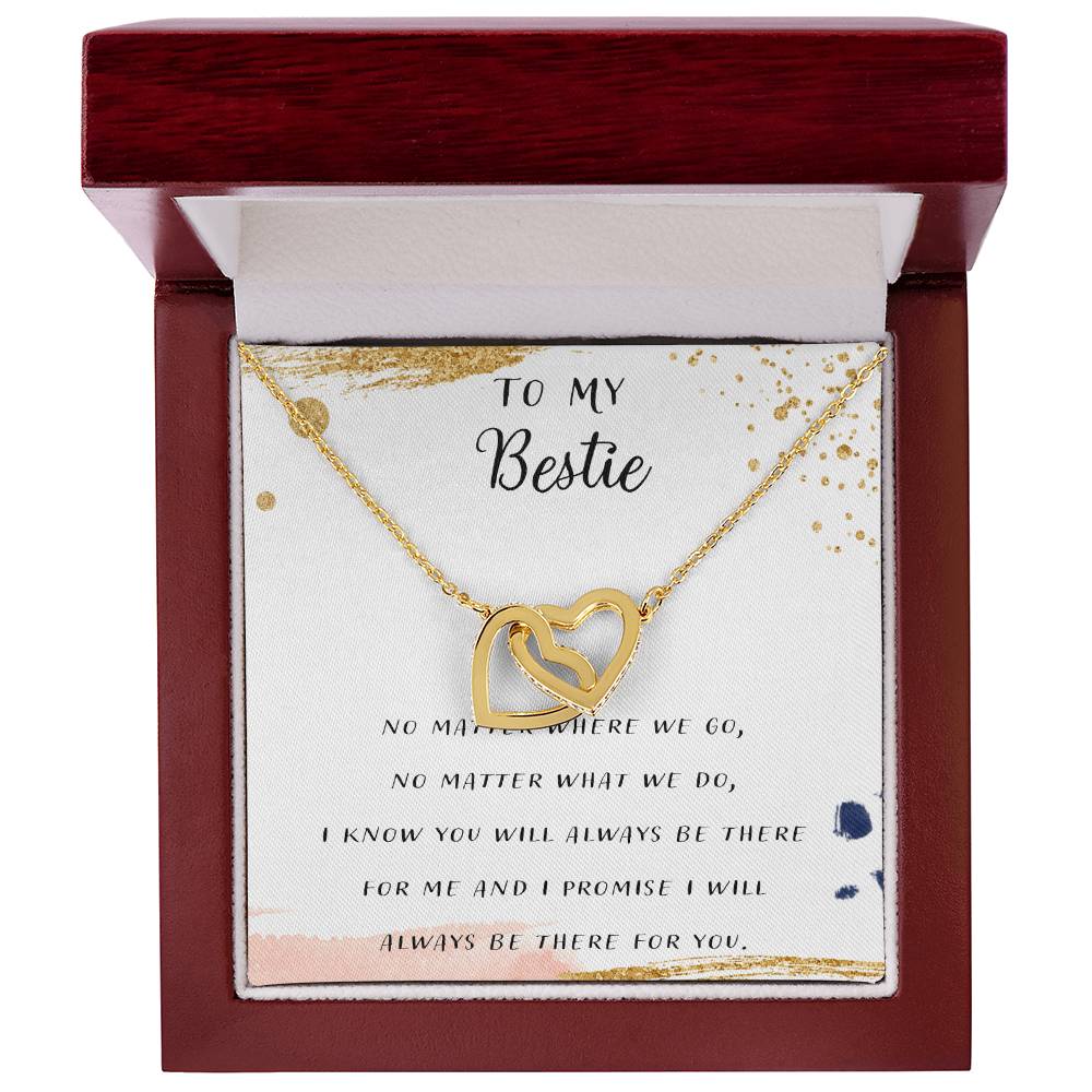 To My Bestie I Laugh A Little Louder Because Of You Interlocking Hearts Necklace
