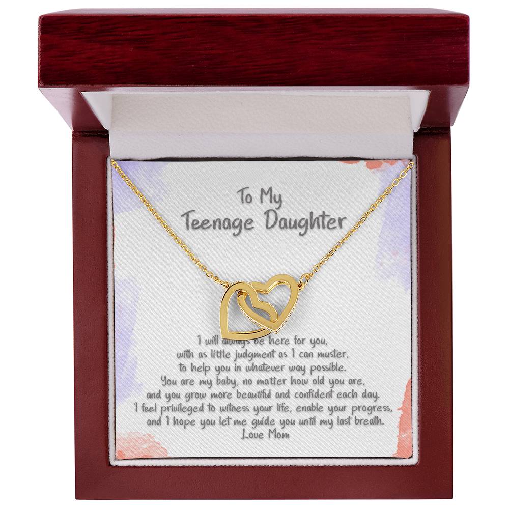 Teenage Daughter Let Me Guide You Hearts Locked Necklace Interlocking Hearts Necklace