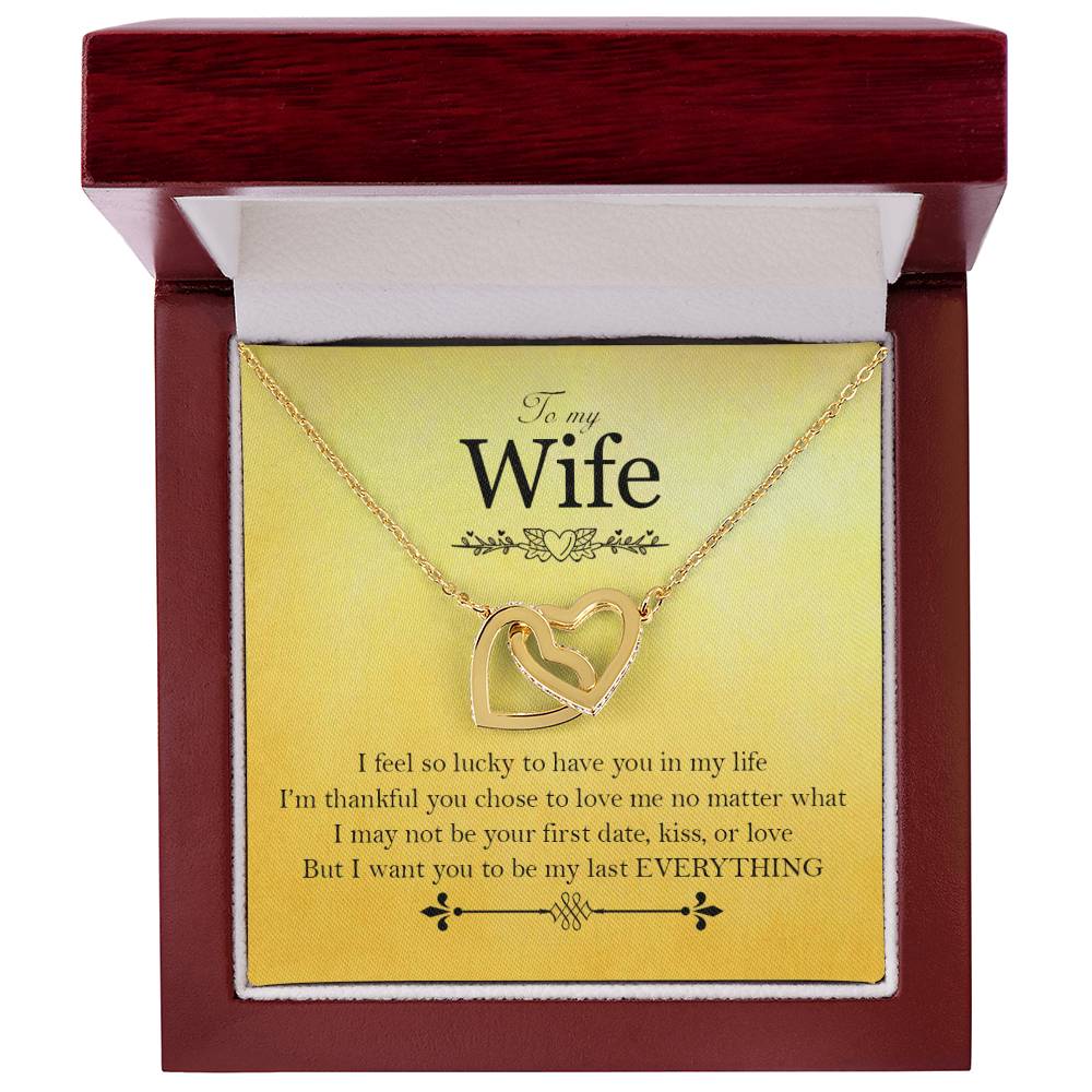 To My Wife - Love Card And Necklace Interlocking Hearts A Interlocking Hearts Necklace