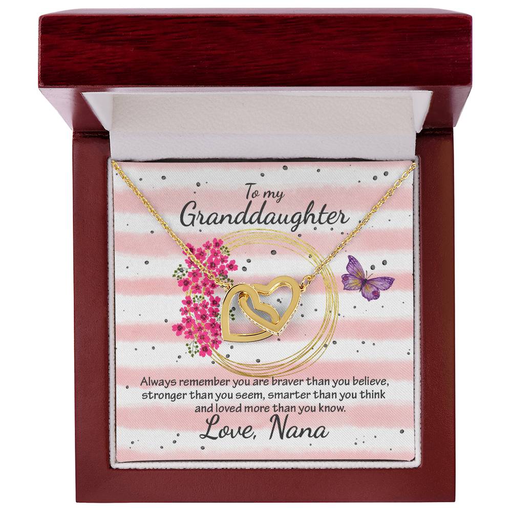 Interlocking Heart Necklace - From Nana To My Granddaughter Interlocking Hearts Necklace