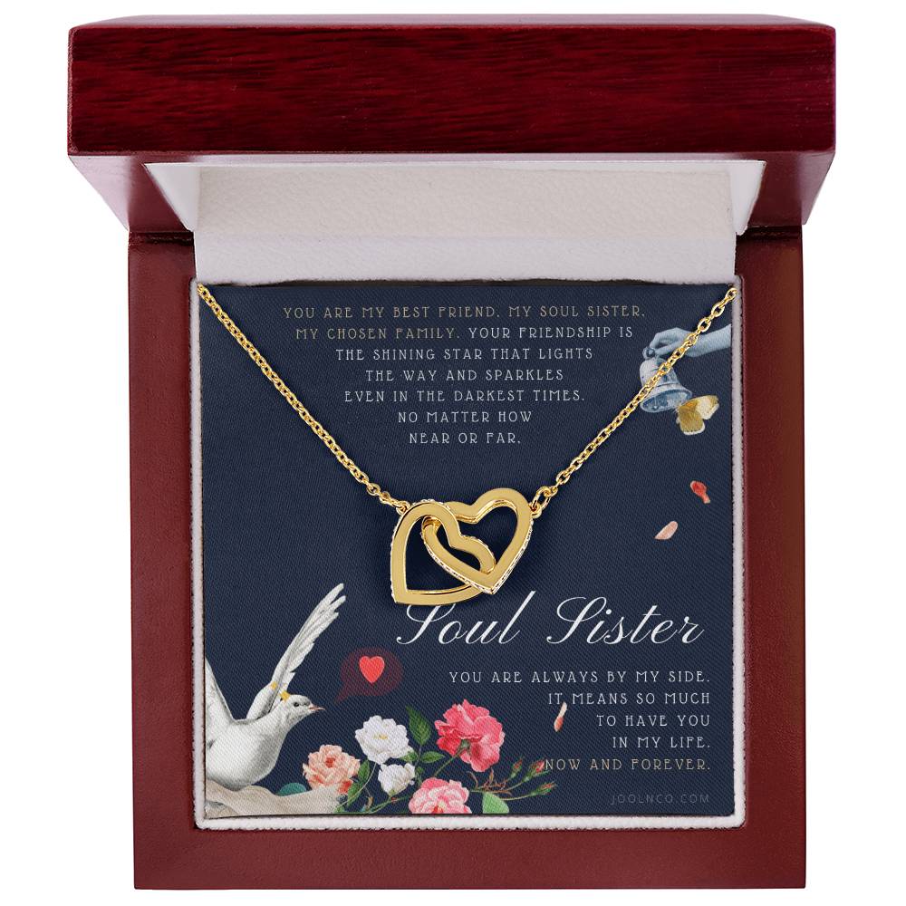 Soul Sister Necklace Unbiological Sister Jewelry Badass Sister Necklace Friendship Heart Necklace Birthday Graduation Anniversary Interlocking Hearts Necklace