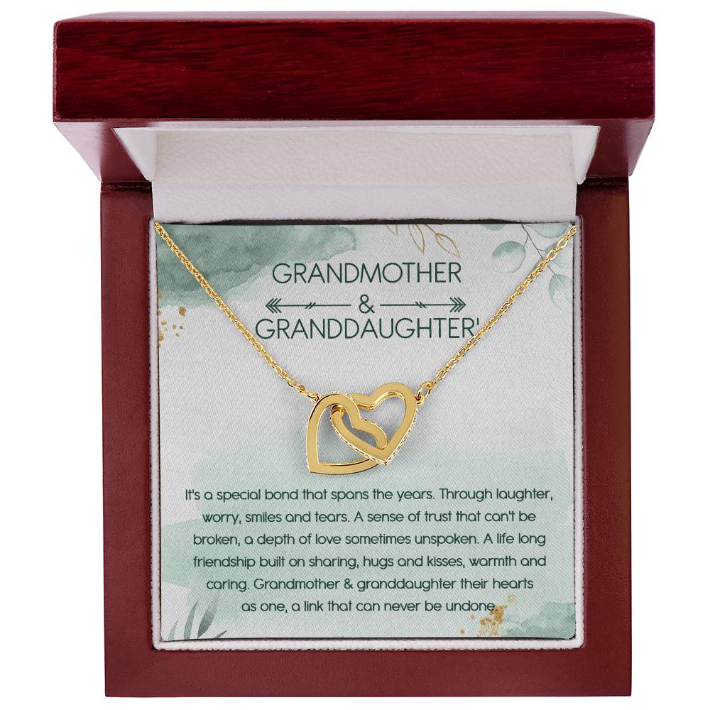 Grandmother & Granddaughter Interlocking Hearts Necklace Message Card