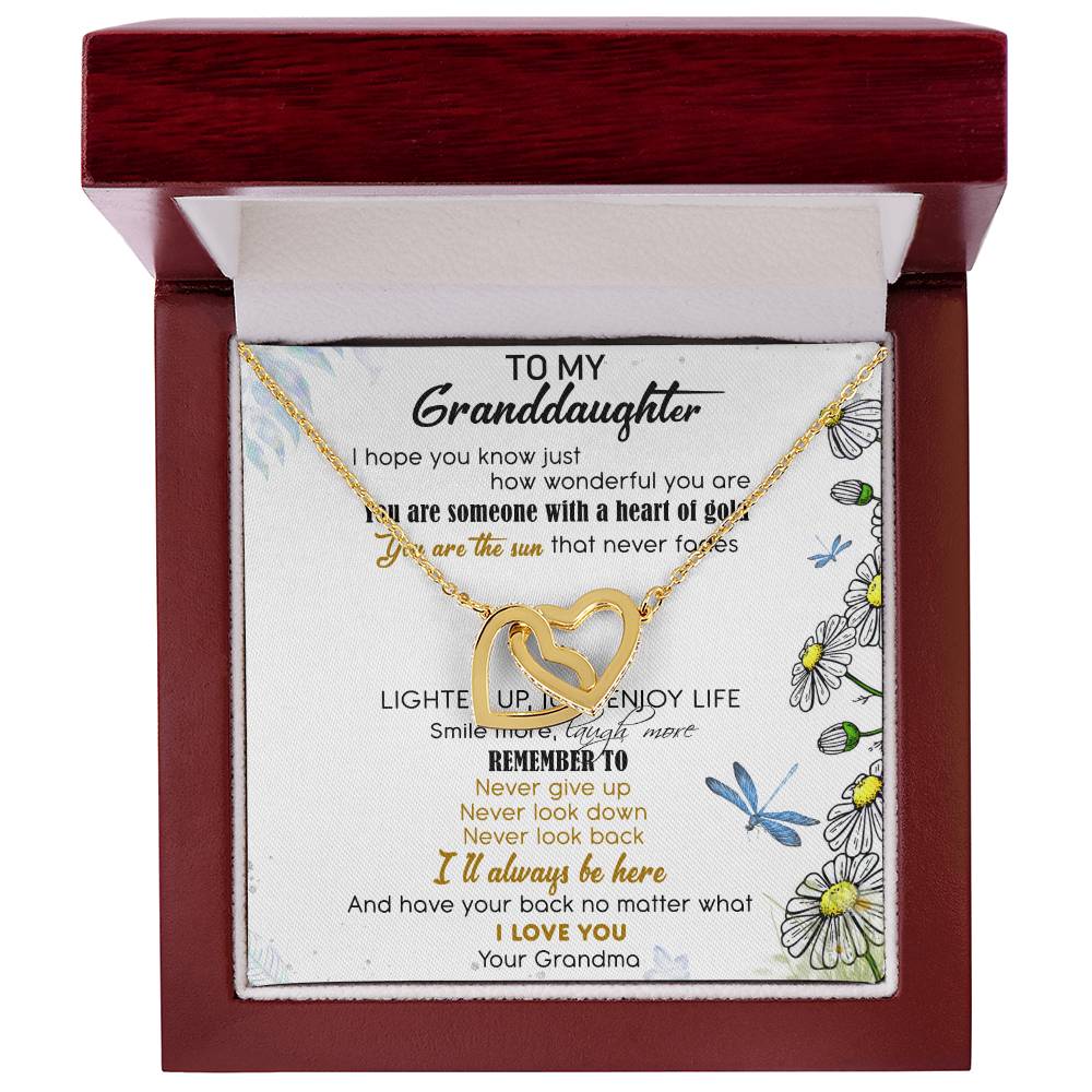 To My Granddaughter Interlocking Hearts Necklace Message Card