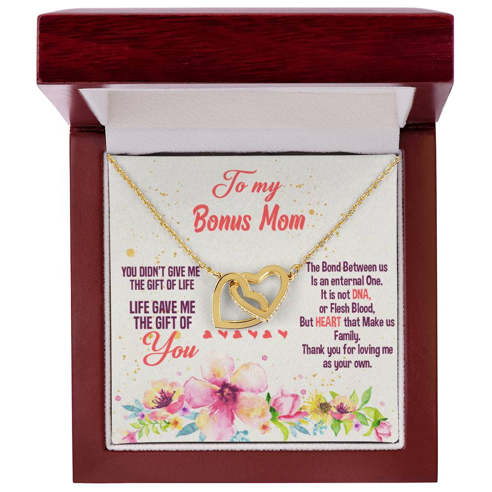 Life Gave Me The Gift Of You - Gift For Bonus Mom Interlocking Hearts Necklace