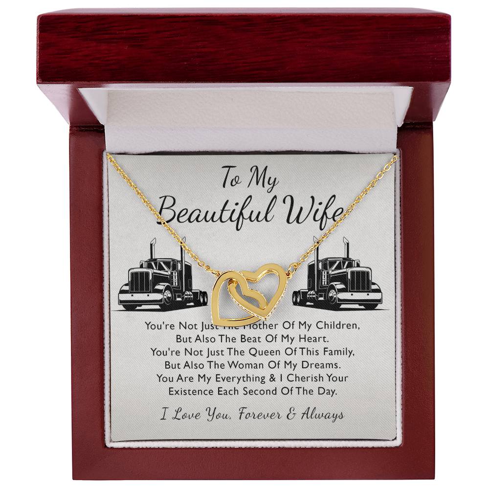 To My Beautiful Wife - Forever Heart Interlocking Hearts Necklace
