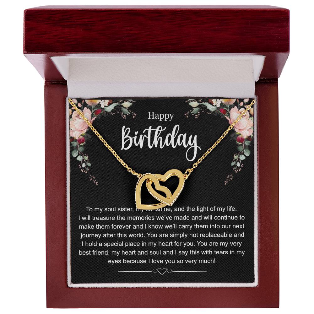Happy Birthday To My Soul Sister Interlocking Hearts Necklace