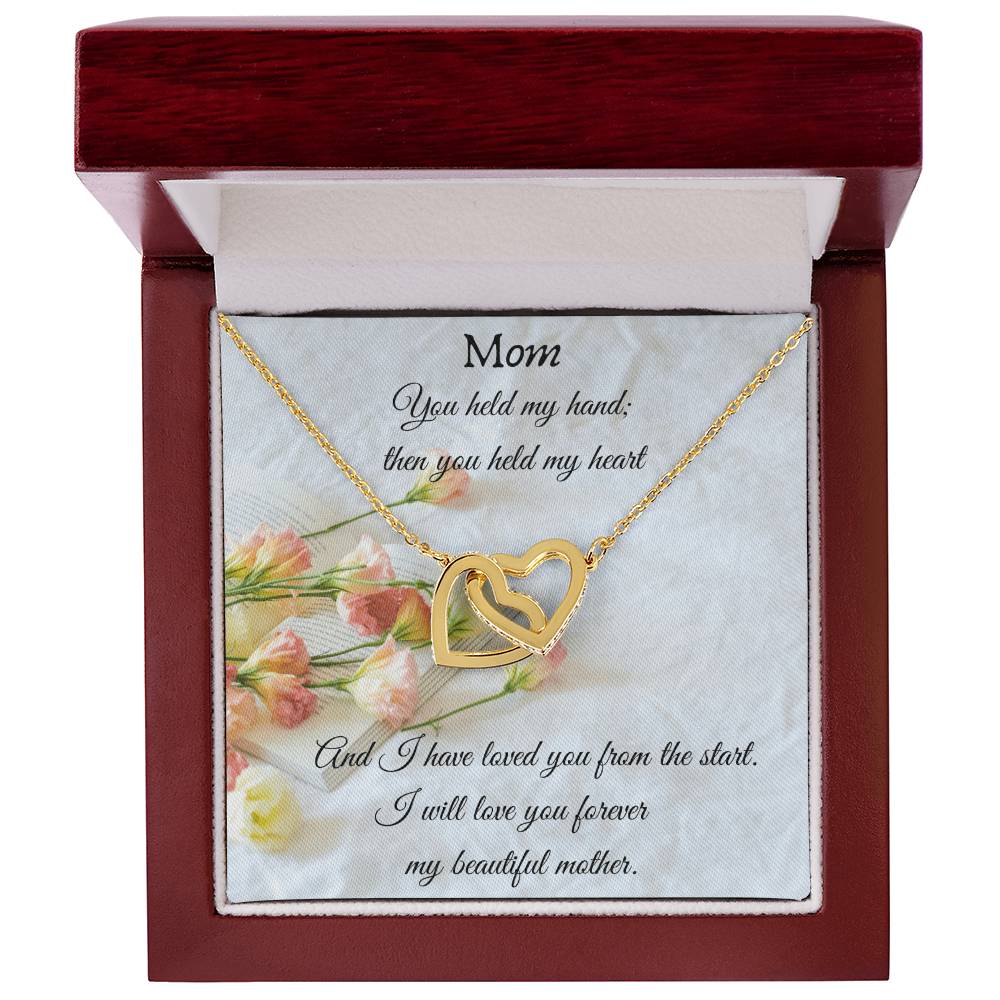 Gift For Mom - Interlocking Heart Necklace With Cubic Zirconia Interlocking Hearts Necklace
