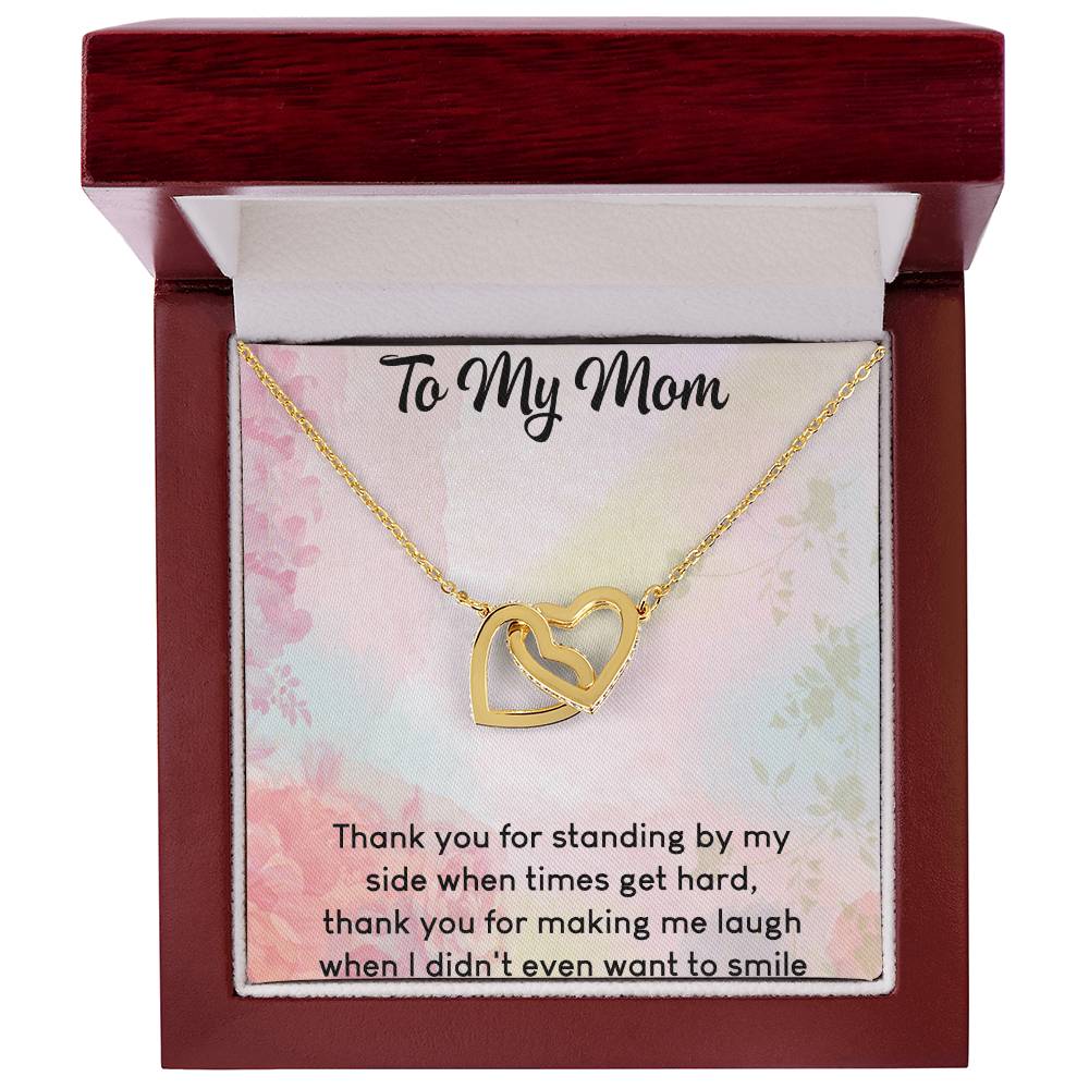 To My Mom Interlocking Hearts Necklace Message Card