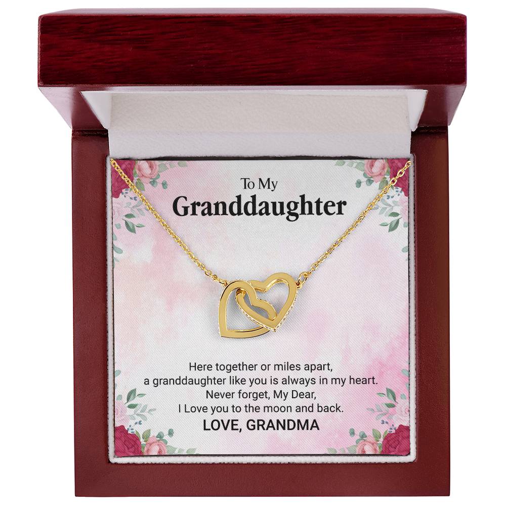 To My Granddaughter-Here Together-Lecklace Interlocking Hearts Necklace