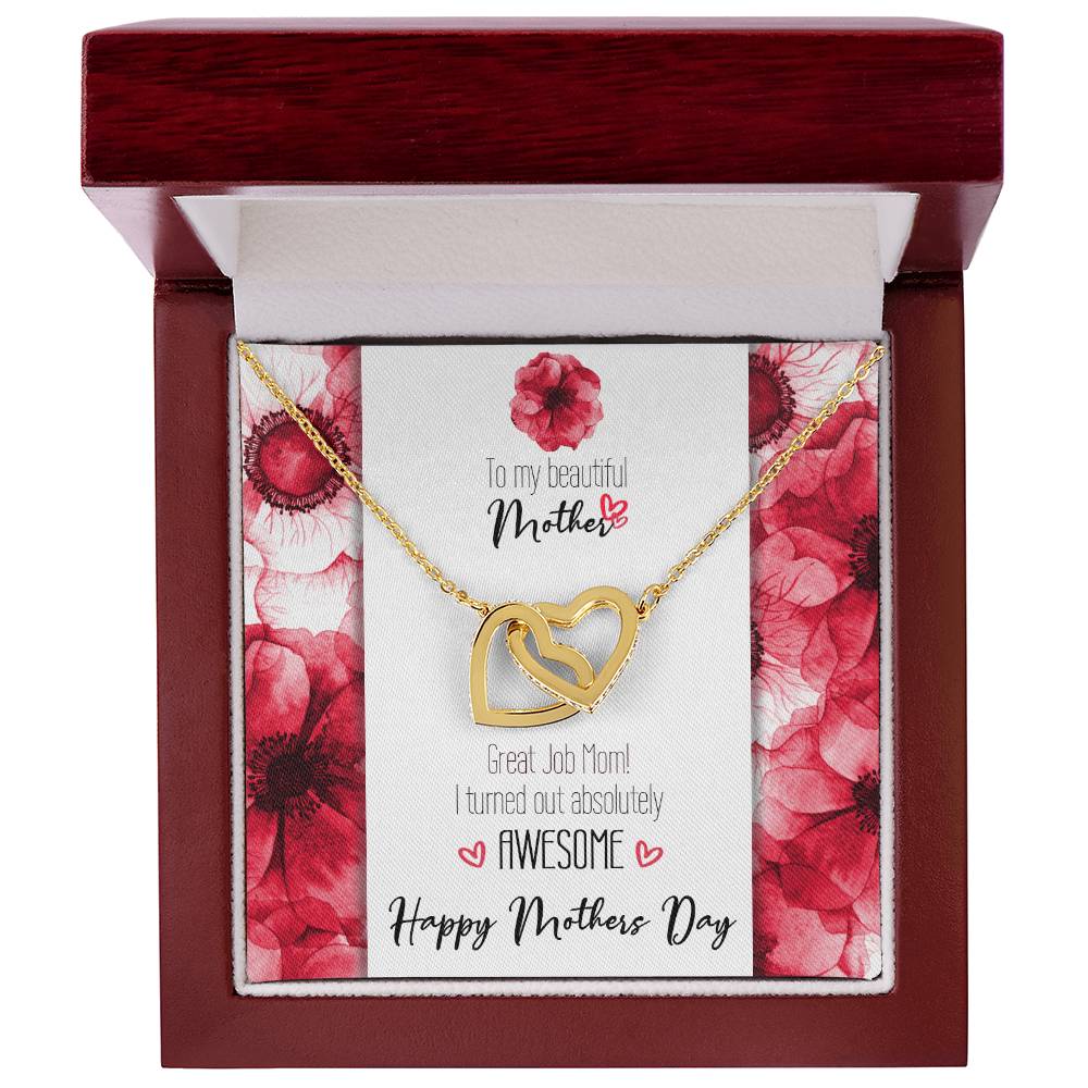 Great Job Mom Linked Hearts Mothers Day Necklace Interlocking Hearts Necklace