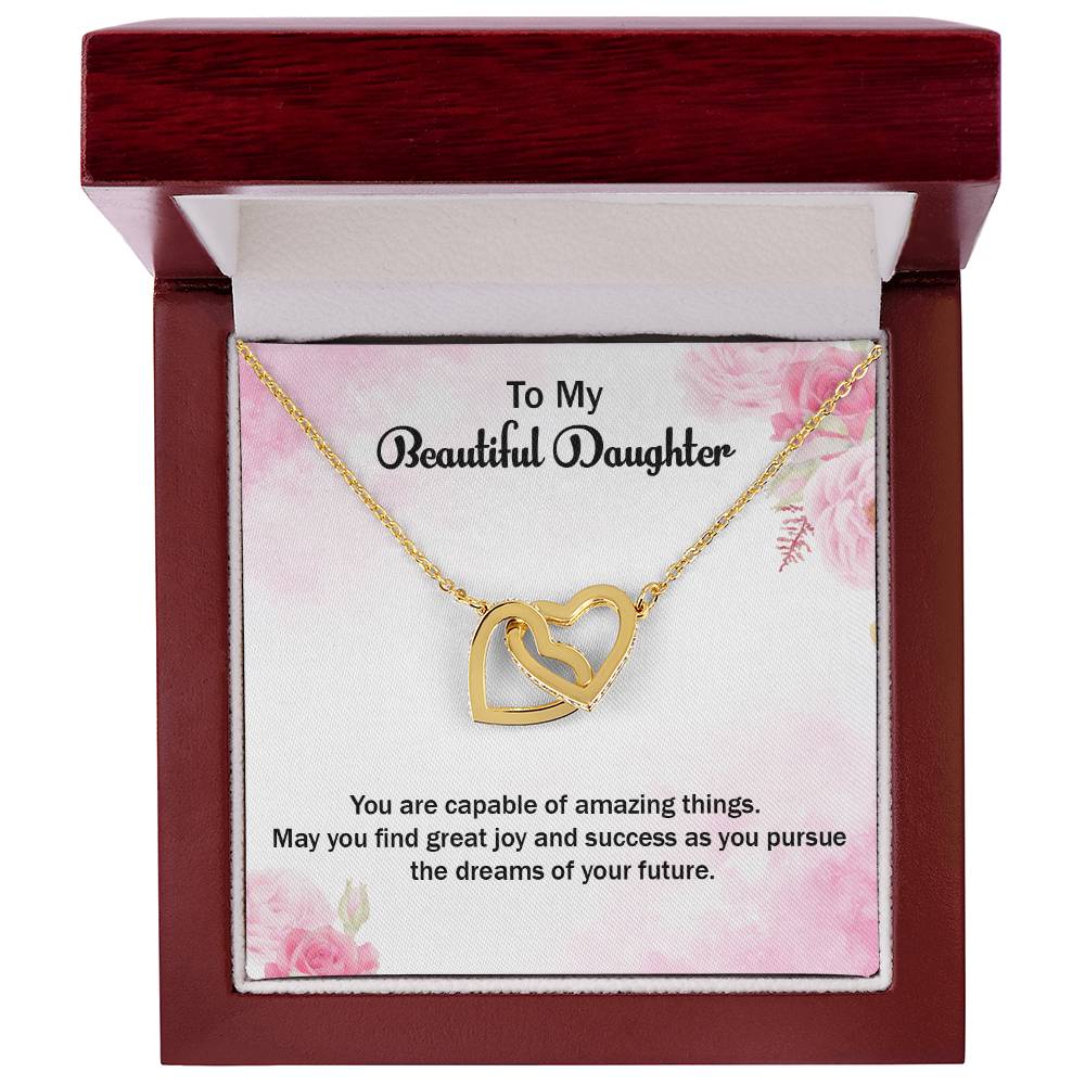 Daughter Grduation Two Hearts Interlocking Hearts Necklace
