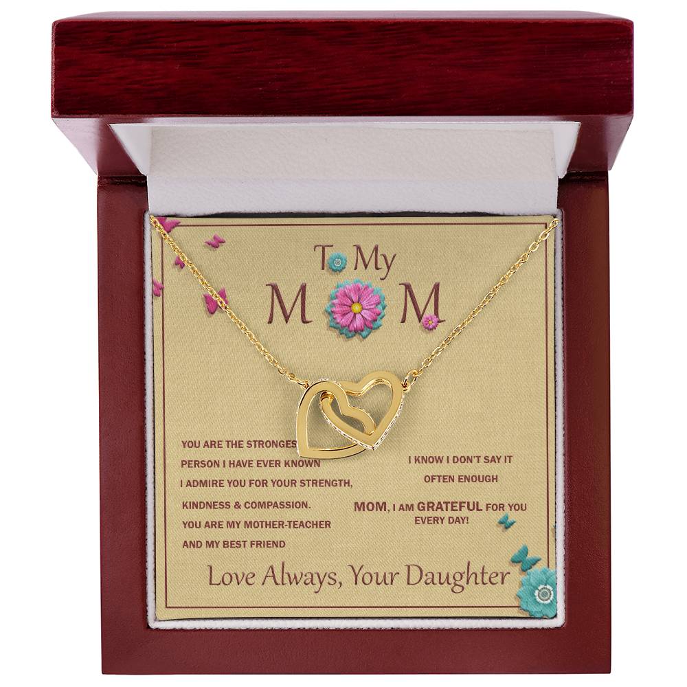 Interlocking Heart Necklace For Mother With Message Card Interlocking Hearts Necklace