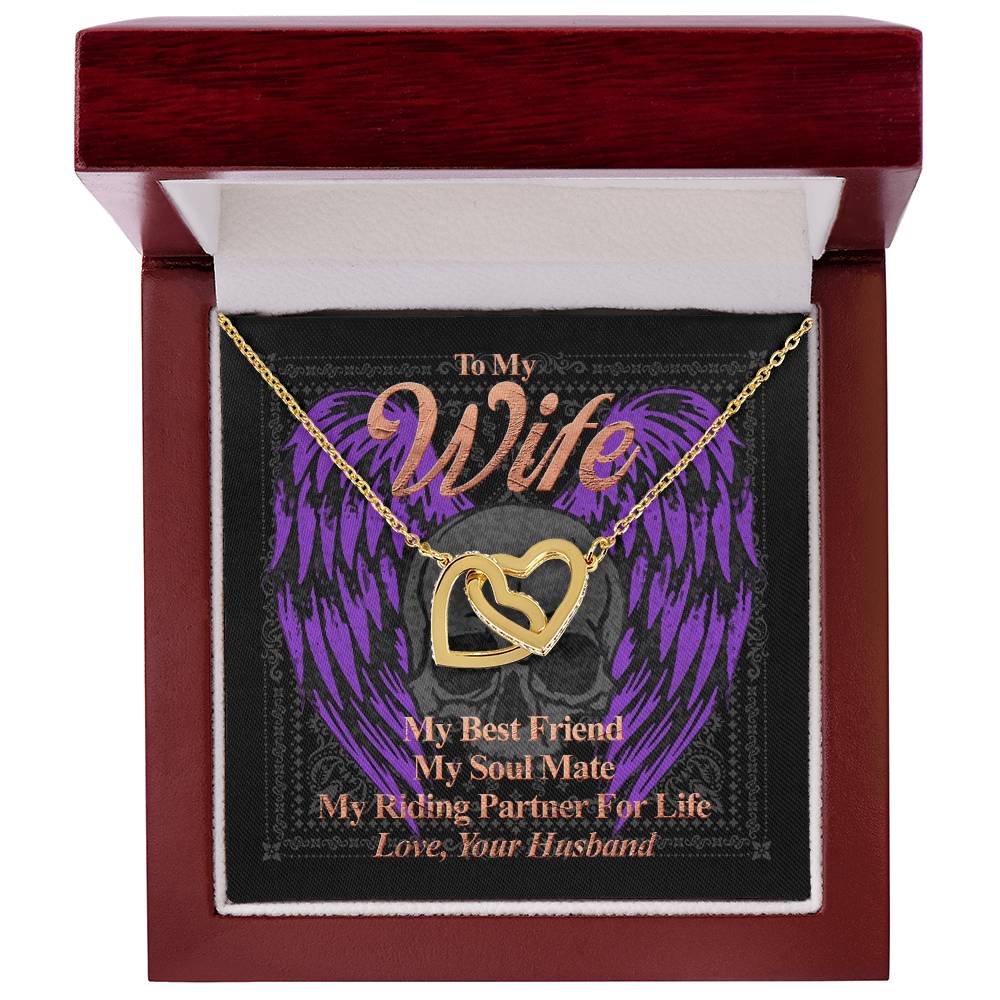 To My Wife My Best Friend My Riding Partner For Life. Gift For A Wife Who Rides Interlocking Hearts Necklace