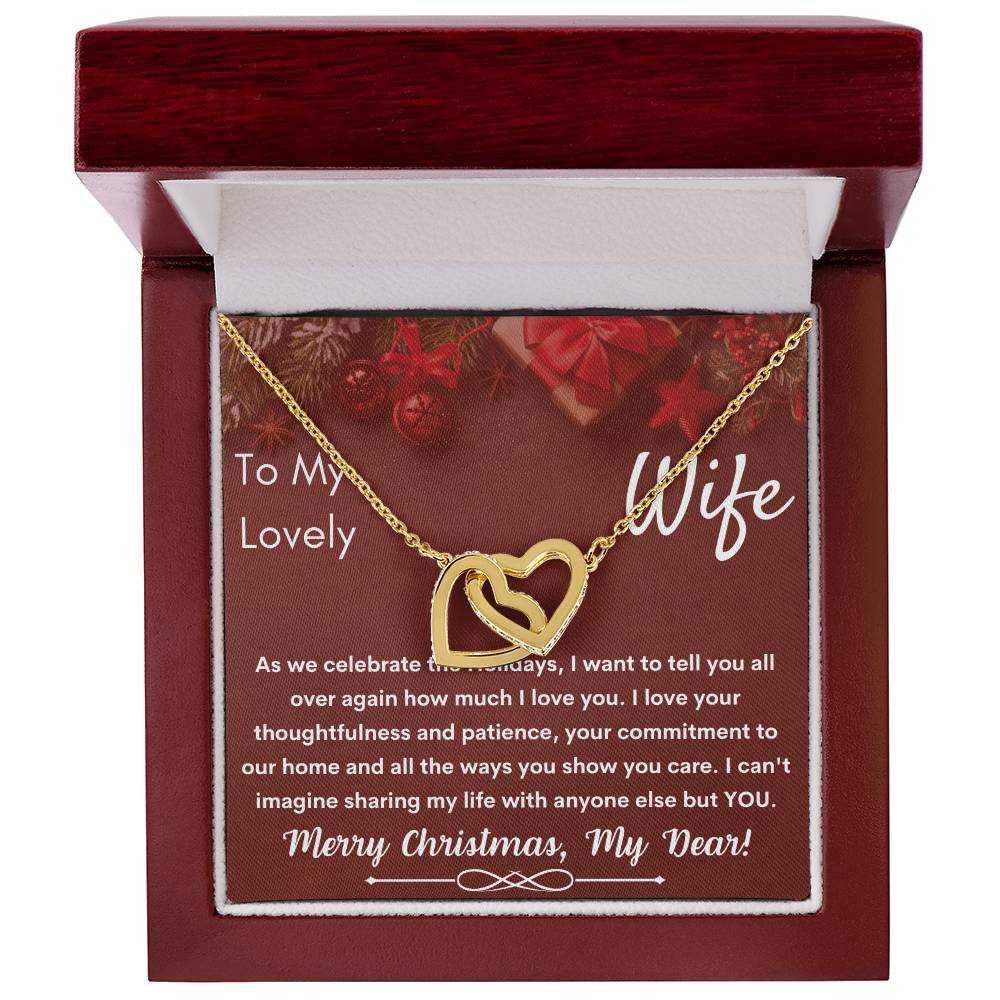 To My Lovely Wife - Merry Christmas - Necklace Interlocking Hearts Necklace