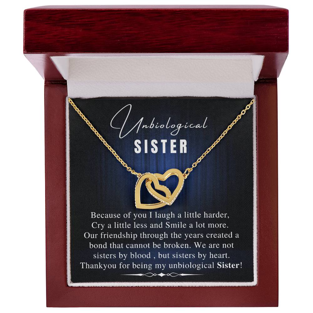 Unbiological Sister Necklace Soul Sister Sorority Sister Sister In Law Necklace Step Sister Gift Jewelry Tray Sister Necklace Interlocking Hearts Necklace