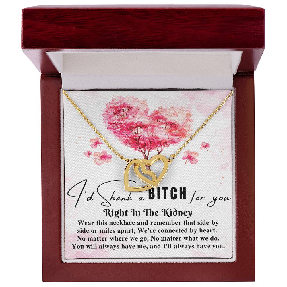 Funny Gift For Best Friend Woman I'D Shank A Bitch For You Right In The Kidney Birthday Gift For Her Necklace Gift For Sister Two Hearts Interlocking Hearts Necklace