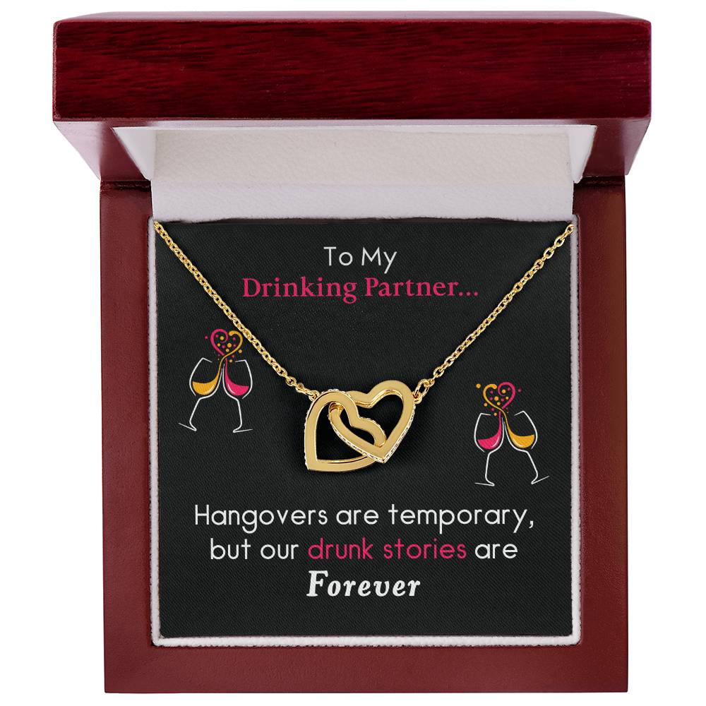 Drunk Stories Are Forever Interlocking Hearts Necklace