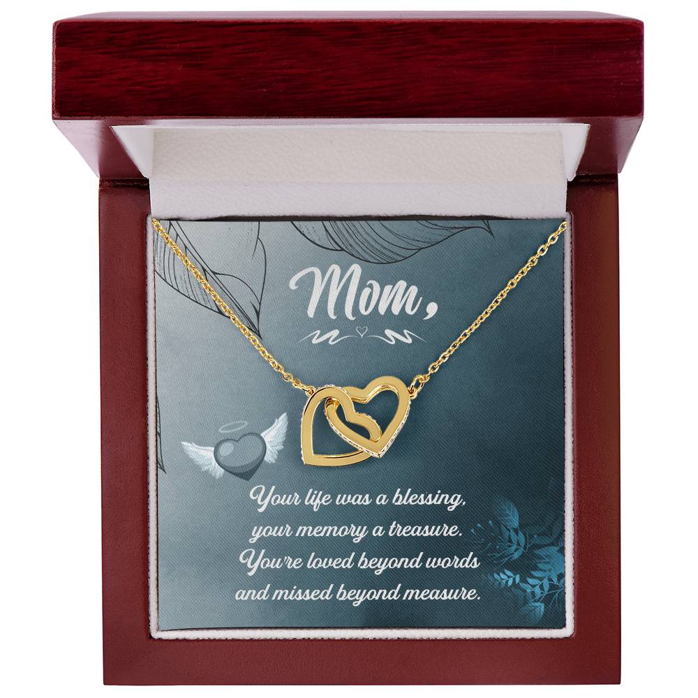 Mom Your Life Was A Blessing - Interlocking Heart Necklace Interlocking Hearts Necklace