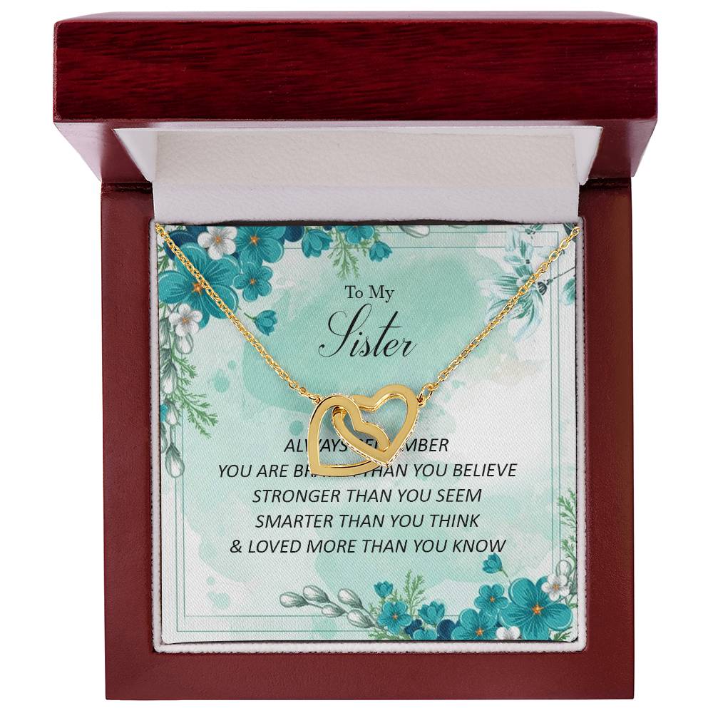 To My Sister - Loved More Than You Know Interlocking Hearts Necklace