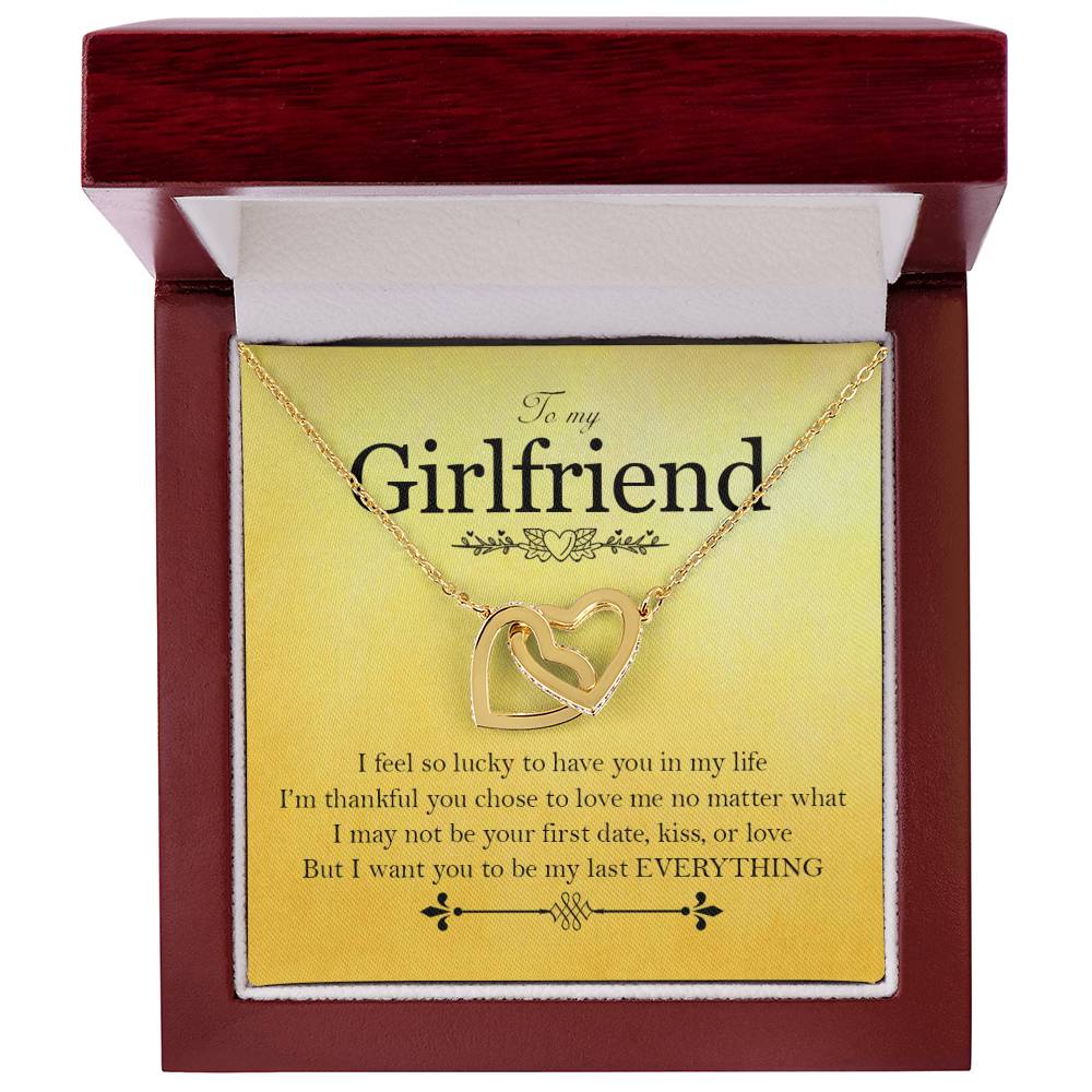To My Girlfriend - Love Card And Necklace K Interlocking Hearts Necklace