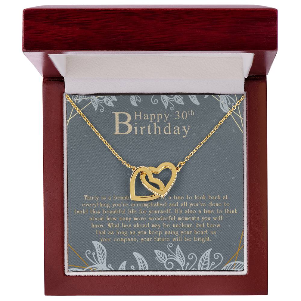 Happy 30Th Birthday Interlocking Hearts Necklace Message Card