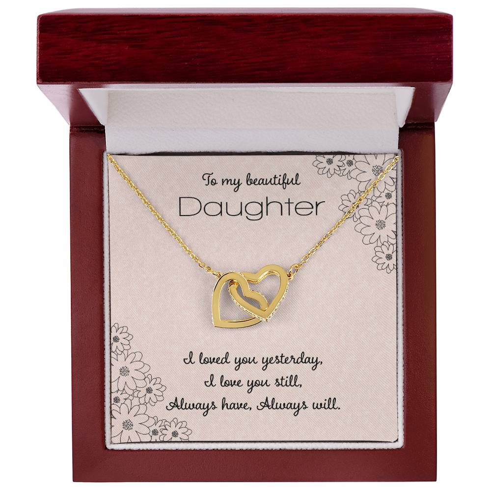 To My Beautiful Daughter Interlocking Hearts Necklace